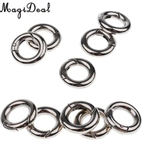 MagiDeal 10pcs Round Circle Spring Snap Open Hook Key Chain Carabiner 15mm + 20mm Outdoor Camping