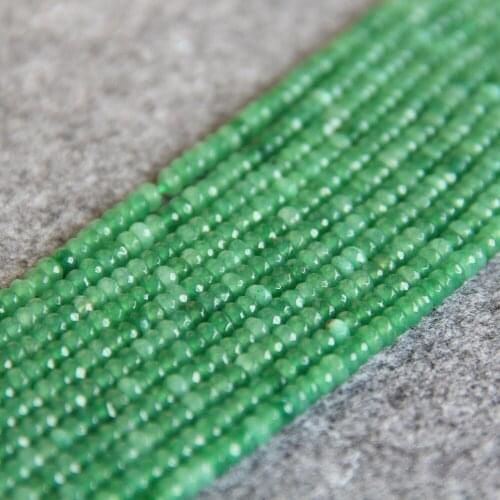 Min Order1) 2*4mm Faceted New Natural Green Chalcedony Beads Abacus Shape Stone Loose DIY Beads 15inch Jewelry Making Design