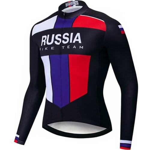 Russia Thin&Fleece Autumn&Winter mens black Long Sleeve Cycling clothing Breathable Anti-UV Bicycle Wear Sleeve Cycling Jersey