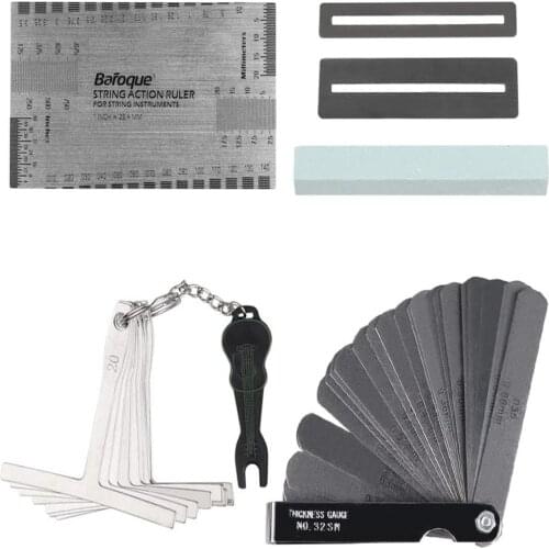 Guitar Luthier Tools Kit Set String Action Ruler+9 Understring Radius Gauge+32 Blades Feeler Gauge+Pin Puller+Fret Wire Sanding