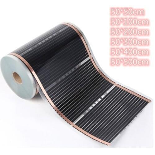 All Sizes 220V 50cm Width Healthy Floor Heating Infrared Underfloor Heating Carbon Film Heater Electric Floor Warming Mat 220W