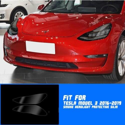 New Car LH+RH Smoke TPU Headlights Protective Precut Film Sticker Cover Trim Fit For Tesla Model 3 2016-2019