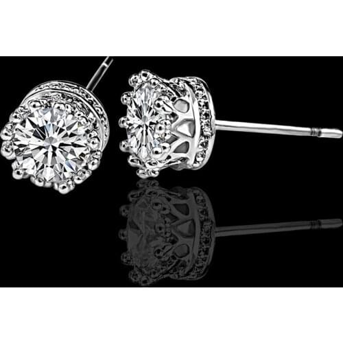 New Crossing Silver Hypoallergenic Earrings Crown Zircon Earrings Korean Stud Earring Jewelry Wholesale Popular Explosion Models