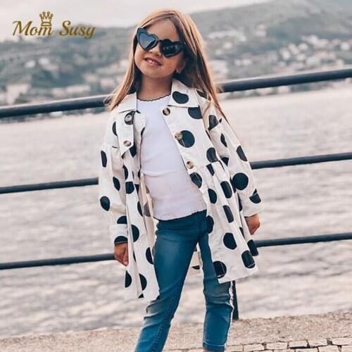 New Fashion Baby Girls Boys Trench Dot Print Kids Windbreak Jacket Autumn Spring Child Dust Coat Baby Outwear Clothes 1-14Y