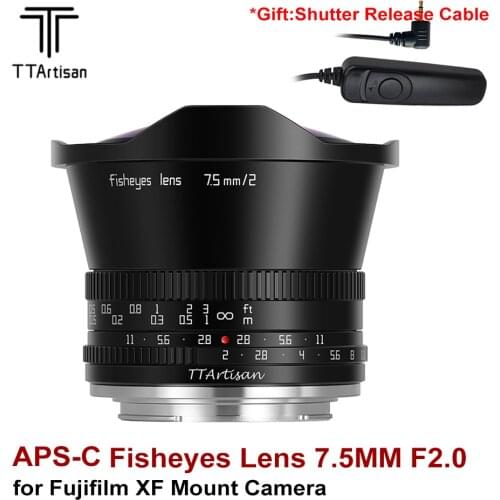 TTArtisan 7.5mm F2 Fish-eye Lens Manual Focus Large Aperture Fisheye Lente for Fuji Fujifilm X Mount Camera X-T3 XPRO3 XT30 GFX