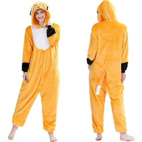 Adult Cat Fox Onesie Pajamas Women Men Flannel Jumpsuit Homewear Halloween Party Bear Stitch Onesies Costume