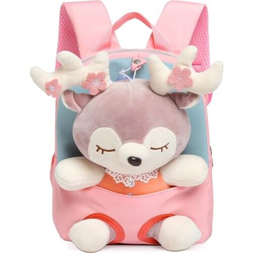 Plush Elk Small Child backpack Cartoon Cute Backpack for kids light Childrens bag girl 2021 kindergarten school bags for boys