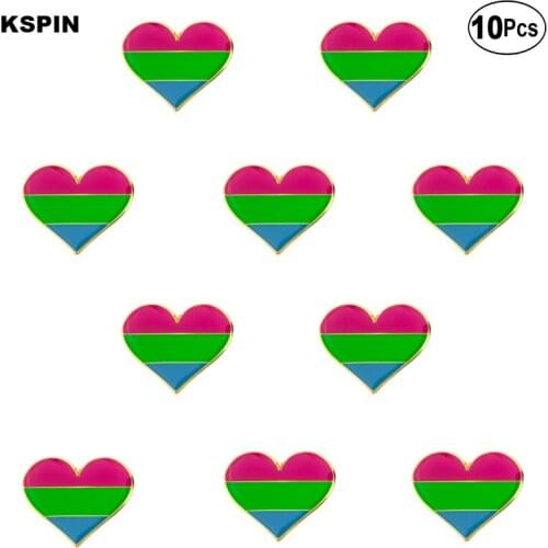 Polysexual pride Flag Brooches Lapel Pin Flag badge Brooch Pins Badges 10Pcs a Lot