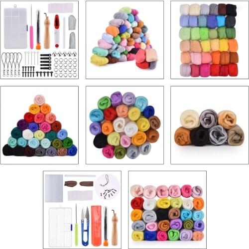 Handmade Needle Felting Starter Kit Roving Wool Set with Felting Tool Hand Spinning DIY Crafts Materials Accessories