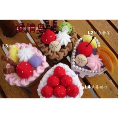 Heart shaped cake 4 non-woven fabrics Fabric Felt kit Non-woven cloth Craft DIY Sewing set Handwork Material DIY needlework s