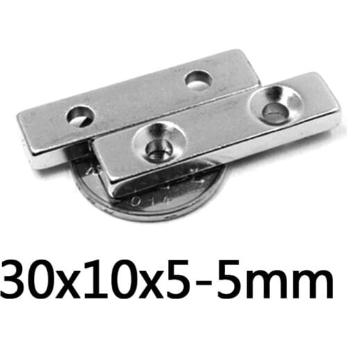 10/20/30/50/100pcs 30x10x5-5 mm Strong Sheet Magnet Hole 5mm Block Rectangular Neodymium Magnets 30*10*5-5 mm Small N35 Magnet