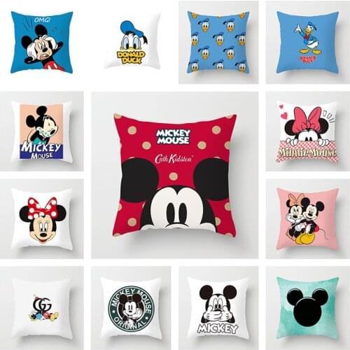 2 pcs Disney Mickey Minnie Cartoons pillowcase 45 * 45cm pillow case Couple pillowcase Decorative pillowcase for childrens room