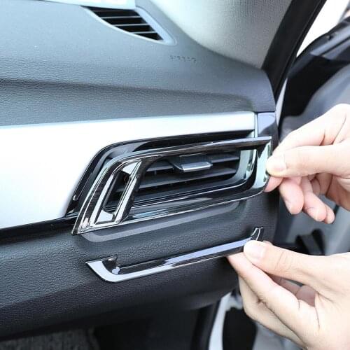 4pcs Black Wood Grain ABS Plastic Stickers Side Air-Conditioning Vent Cover Trim for BMW X1 X2 F48 F47 2016-20 Models Accessorie