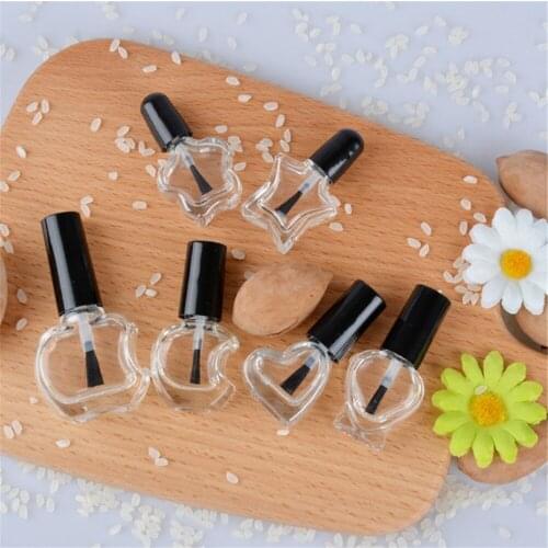 5ml Empty Glass Nail Polish Bottle With Brush Cap Diy Nail Art Nail Polish Clear Square Round Bottles Cosmetic Makeup Containers