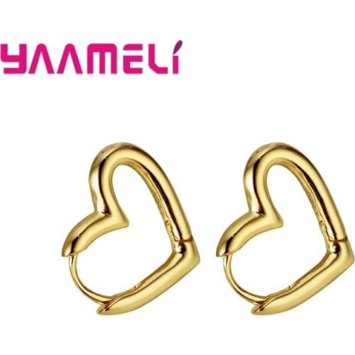 925 Sterling Silver Hollow Heart Piercing Stud Earrings For Women Brincos Sweet Ear Jewelry Gold Color Girls Birthday Gift