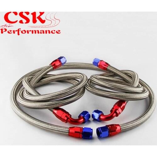 AN10 Nylon Steel 10An Engine Oil Cooler Braided Hose Filter Relocation Hose Black / Silver