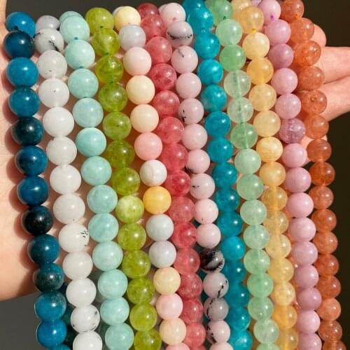 Wholesale 4 6 8 10 12mm Natural Stone Beads Amazonite Apatite Peridot Jades Beads For DIY Making Bracelet Necklace Jewelry 15