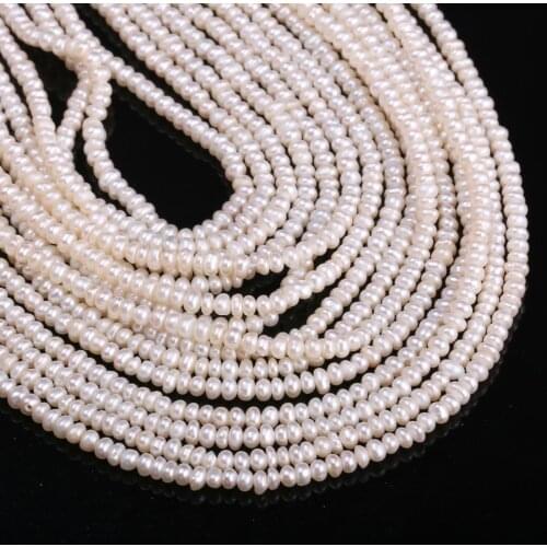High Quality Natural Oblate Freshwater White Pearls Beads For Jewelry Making Bracelet Necklace Women Accessories Size 2.5-3mm
