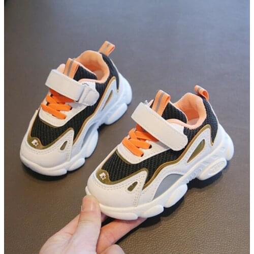 2021 Children Sports Shoes Spring Boys Girls Anti-slip Patchwork Net Breathable Kids Sneakers Infant Children Running Shoes