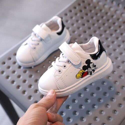 Disney Childrens Shoes Mickey Hook&Loop Boy Girl Toddlers Sports Pure Kids Casual Shoes High Quality Infant Tennis Sneakers