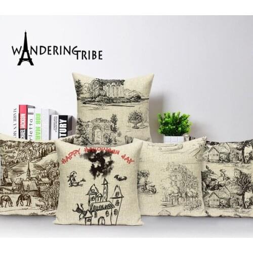 Farmhouse Home Decor Throw Pillow Covers Shabby Chic Linen CushionCover Vintage Decorative Pillowcase Living Room Cushions 45*45