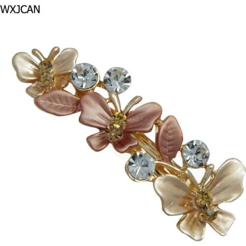 WXJCAN hair jewelry butterfly barrette Enamel rhinestone hair clip Size 50mm*18mm