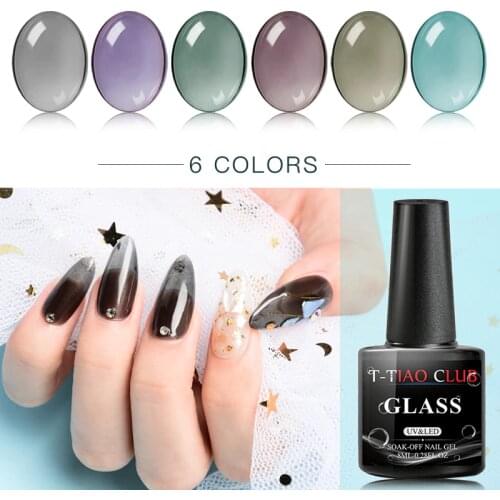 T-TIAO CLUB Jelly Glass Gel Nail Polish Color Gel Top Base Varnish Gel Soak Off UV LED Nail Art DIY Manicure Decorations