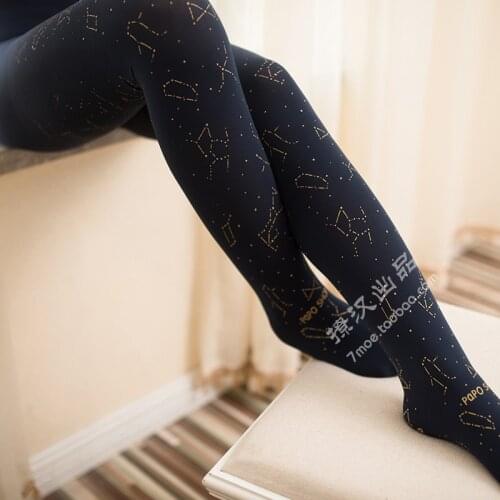 Gothic black Lolita Stocking Galaxy River print Harajuku Long tights pantyhose
