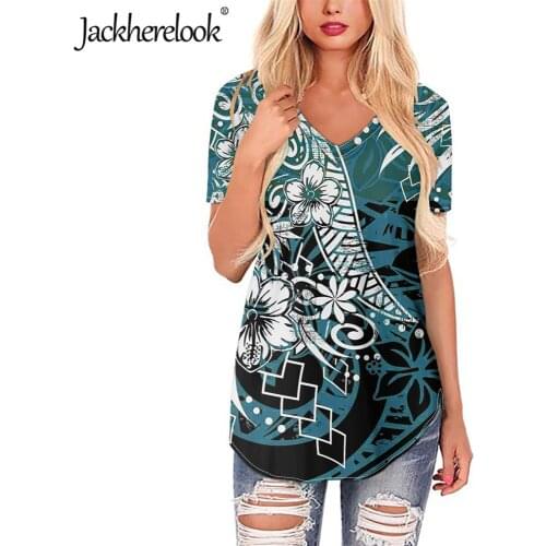 Jackherelook Harajuku Chiffon Blouses for Womens Polynesian Tribal Hibiscus Print Summer Loose Female Top Shirts Clothes Mujer