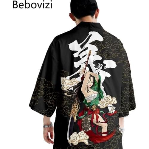 Japanese Samurai Kimono Suit Cardigan Women Men Cosplay Traditional Yukata Haori Harajuku Pants Set Female Plus Size 4XL 5XL 6XL