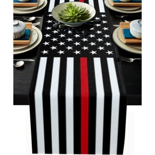 Red Line American Flag Table Runner Wedding Table Decor Party Dining Table Runner Home Hotel Decoration Tablecloth Placemat