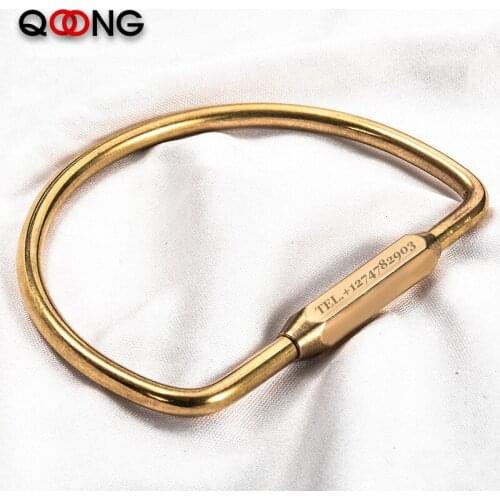 Copper D Shape Keychain Antique Craft Key Chains Lobster Clasps Keyring Waist Buckle Brass Metal Vintage Car Key Holder Gift T21