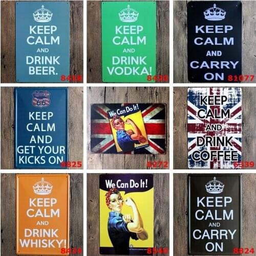 Keep Calm And Drink Beer Vodka Whisky Metal Signs We Can Do It Retro Poster For Home Bar Cafe Pub Vintage Wall Decoration YN052