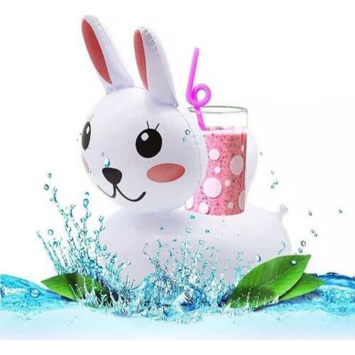 Lovely Rabbit Cartoon Drink Holder Pool Float Inflatable 3PCS Hawaii Beach Party Decoration Supplies Kids Adults Bath Toys Swim