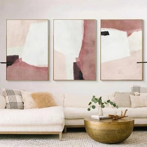 Minimalist Scandinavian Pink Canvas Wall Art Paintings Modern Nordic Abstract Posters Print Pictures for Dining Room Home Decor