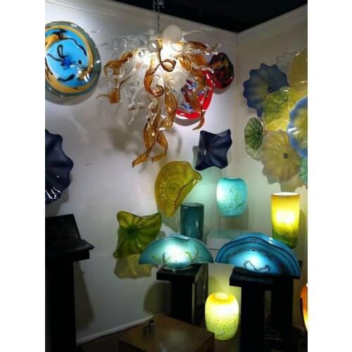 Murano Glass Plates for Hotel Wall and Window Hanging Handmade Blown Glass Wall Lamps