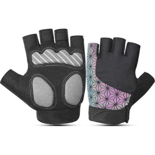 Outdoor Cycling Gloves Half Finger Biking Glove MTB Road Bicycle Gloves Pad Shock-Absorbing Anti-Slip Reflection Colorful Gloves