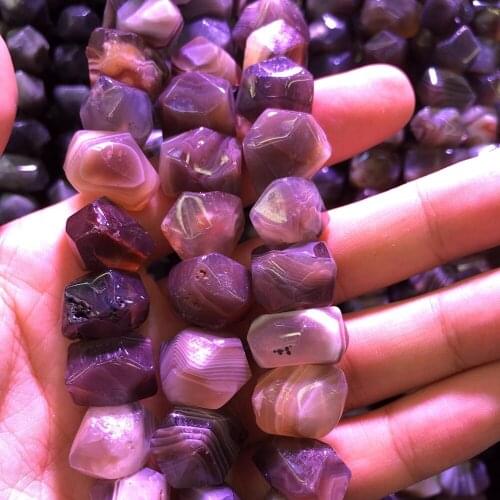 Wholesale 2strings Natural Faceted Botswana Agat e Gem Stone Nugget Beads,Genuine Gem Jewelry Making Beads,15.5"/str