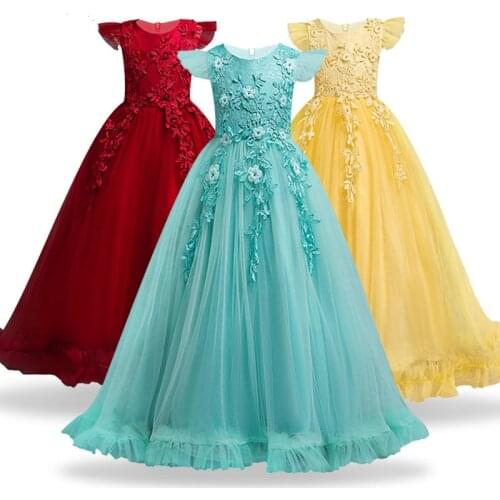 First feast princess dress Teens Party prom Wedding Flower Girl Dress for Kids Girls elegant Sleeveless Pageant Formal Dress