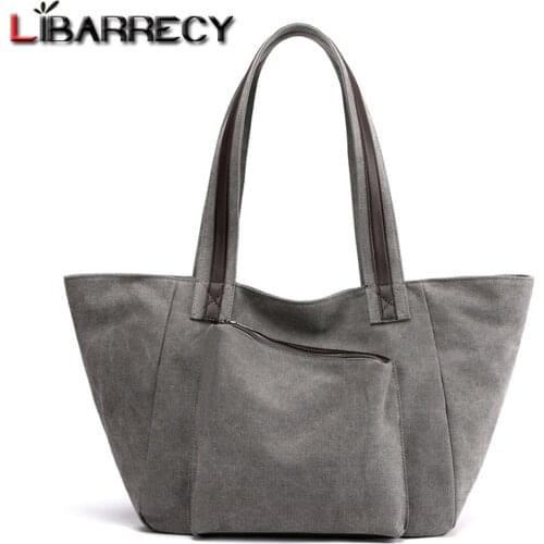Canvas Casual Tote Bag Women Contrast Color Handles Handbag Large Capacity Female Shoulder Bag Ladies Light Travel Sac a Main
