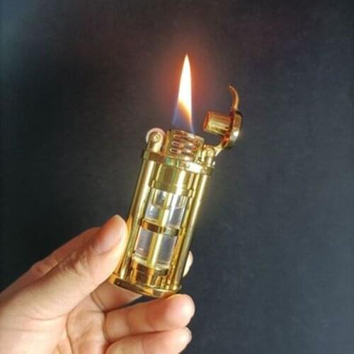 Zorro Transparent Warehouse Kerosene Lighter Retro Brass Metal Grinding Wheel Lighters Cigar Smoking Gift Collection for Men