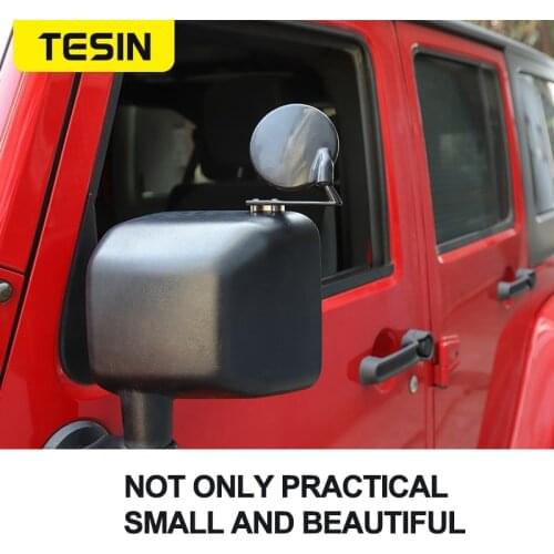 TESIN Car Rearview Mirror Blind Spot Mirror Cover Exterior Accessories for Jeep Wrangler TJ JK JL 1997-2019 Black Car Styling