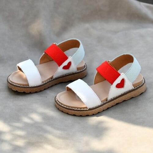 Genuine Leather Girls Shoes kids Summer Baby Girls Sandals Shoes Heart Skidproof Toddlers Sandals Children Kids Shoes Red Green