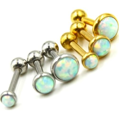 1Pcs steel or Gold 16g Opal Stone Ear Tragus Cartilage Helix Earring Piercing Body Jewelry