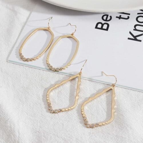 Gold Color Teardrop Frame Crystal Earrings 2021 New Brand Designer Rhinestone Oval Earrings Jewelry Wholesale