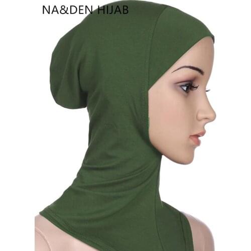 1PC NEW Women full cover Inner hat Modal Muslim headscarf Underscarf Islamic inner Cap Neck head bonnet Head wear neck cover