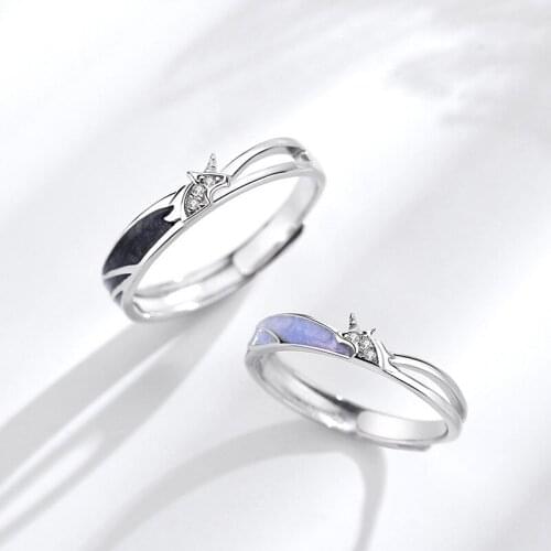 2021 Trend Charm S925 Sterling Silver Unicorn Couple Ring A Pair of Creative Design Korean Fashion Jewelry Wholesale
