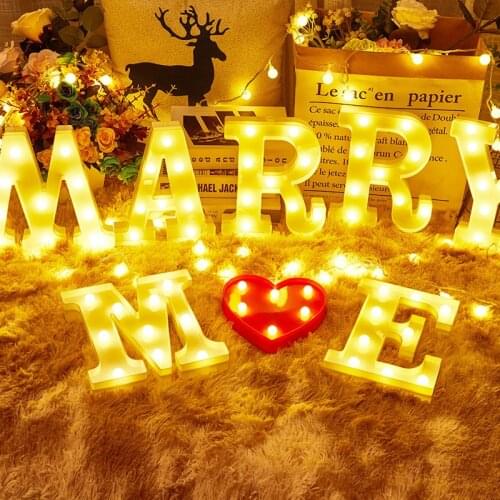 Alphabet Letter LED Lights Luminous Number Lamp Decoration Battery Night Light Party Bedroom Wedding Birthday Christmas Decor