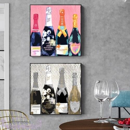 Vintage Creative Wine Bottle Canvas Painting Abstract Nordic Poster and Prints Wall Art Pictures for Living Room Bar Decoration