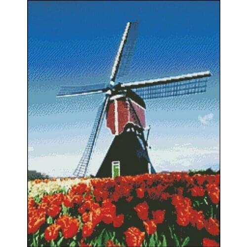 Top Quality Scenery Windmill Garden Sewing kit Embroidery Needlework 14CT Unprinted Cross Stitch Kits Art DIY Handmade Decor